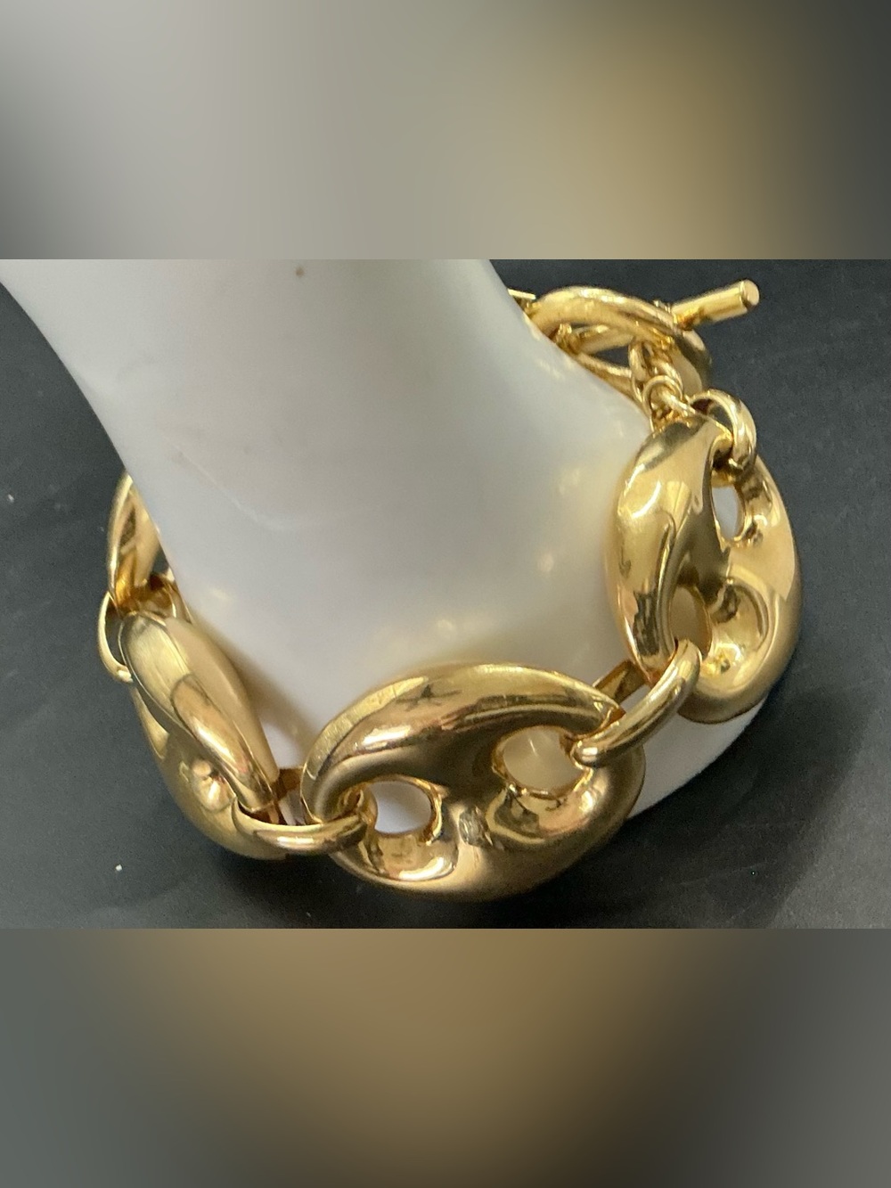 DYADEMA POLISHED GOLD TONE CHINKY LINK STATEMENT BRACELET